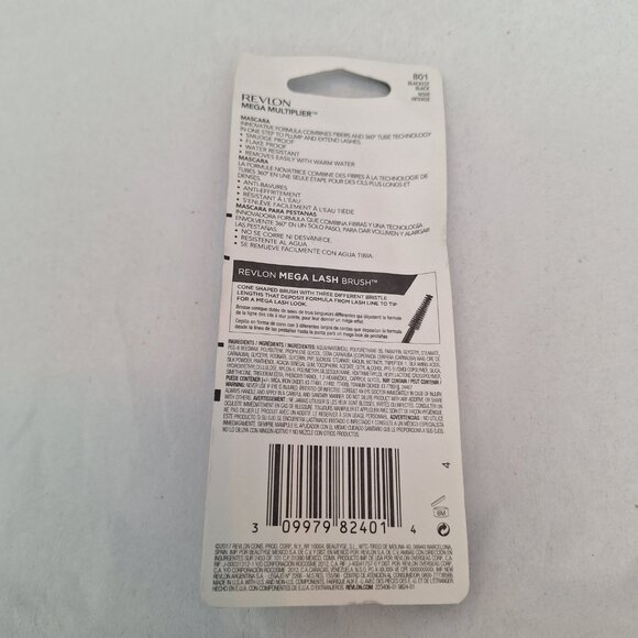 Revlon Mega Multiplier Mascara 801 BLACKEST BLACK 0.28 Fl Oz New In Package - Picture 3 of 6